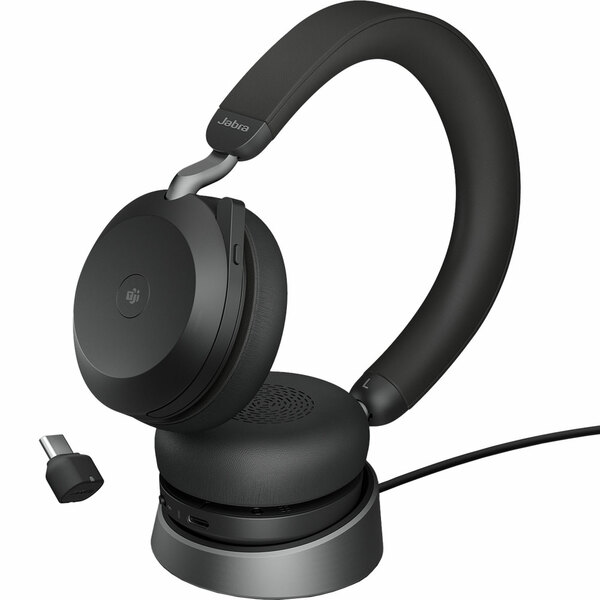 Jabra Evolve2 75 MS Bluetooth Headset for Microsoft Teams, USB-C, Charging Stand - 27599-999-889